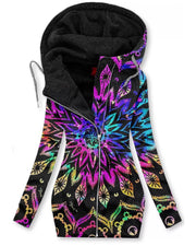 Zipper Pattern 3D Printed Long Sleeve Hooded All-matching Hoodie null