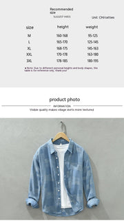 Jacquard Color Matching Casual Denim Long-sleeved Shirt Men's Loose Shirt Coat null