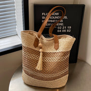 Summer Stripe Straw Sholder Bags With Tassel Pendant Fashion Large Capacity Seaside Vacation Beach Bags null