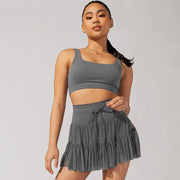 High Waist Dress Lace-up Sports Skirt With Anti-exposure Safety Pants Summer Fashion Pleated Skirt Womens Clothing null