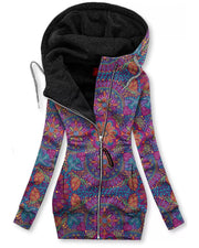 Zipper Pattern 3D Printed Long Sleeve Hooded All-matching Hoodie null