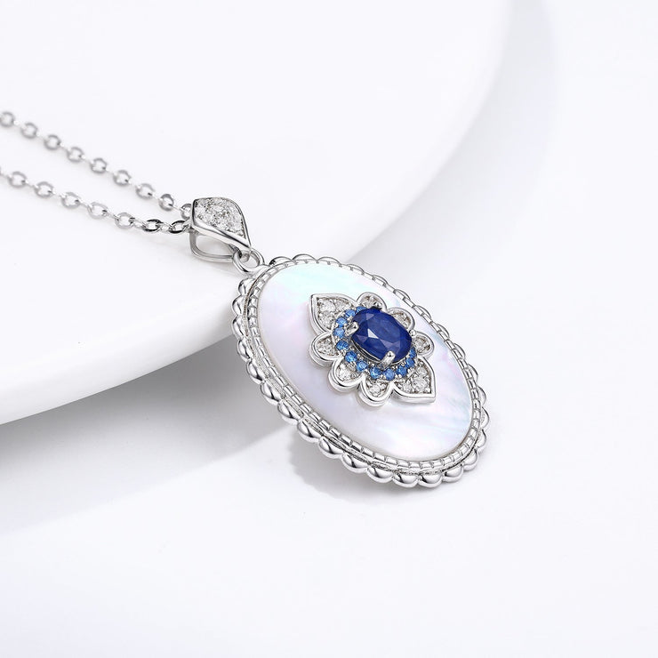 Sapphire Diamond Pendant 925 Sterling Silver Party Wedding Pendants Chain Necklace For Women Charm Jewelry null