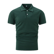 Summer Short Sleeve Polo Shirt Men Solid Color Button Lapel Button Top null