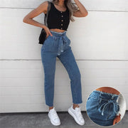 High-waisted Washed Pencil Pants Spring Sexy Temperament European And American Plus Size Denim Jeans For Women null