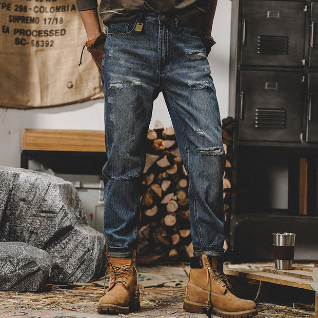 American Retro Autumn Jeans Men null