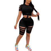 Fashion Casual Sports Suit Broken Hole Women Clothing null