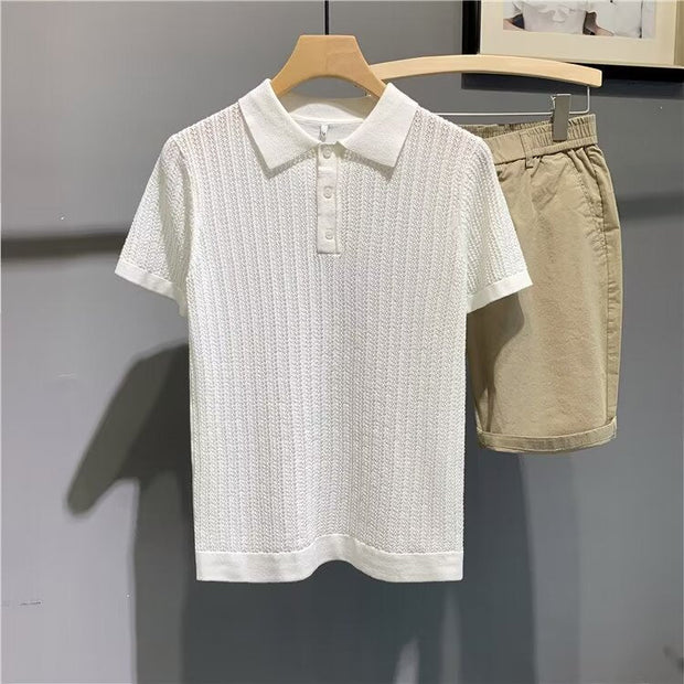 Summer New All-matching Lapel T-shirt Men null