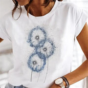 Women Dandelion T-shirts Fashion Clothing Cartoon Clothes Wa null