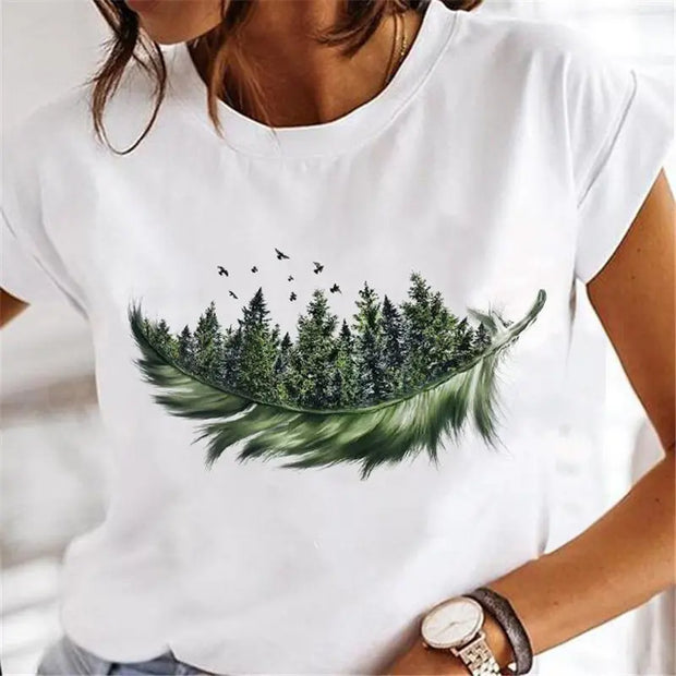 Women Dandelion T-shirts Fashion Clothing Cartoon Clothes Wa null