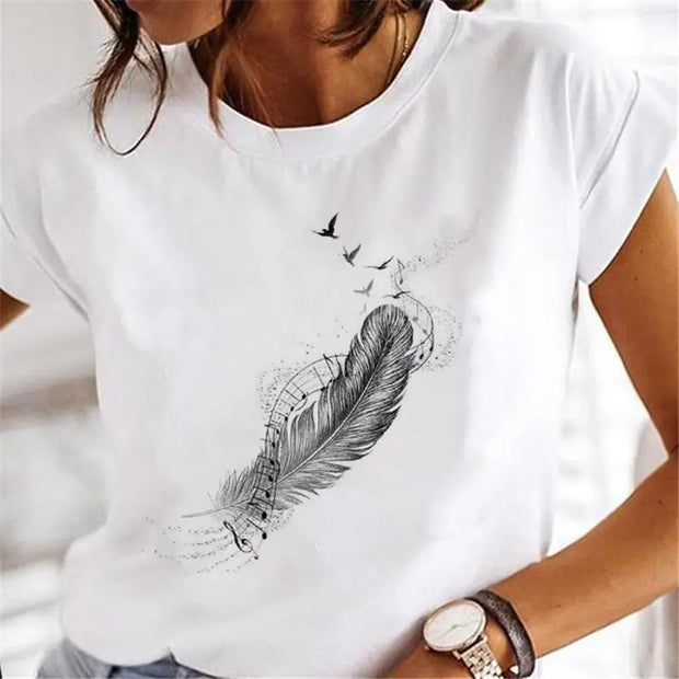 Women Dandelion T-shirts Fashion Clothing Cartoon Clothes Wa null