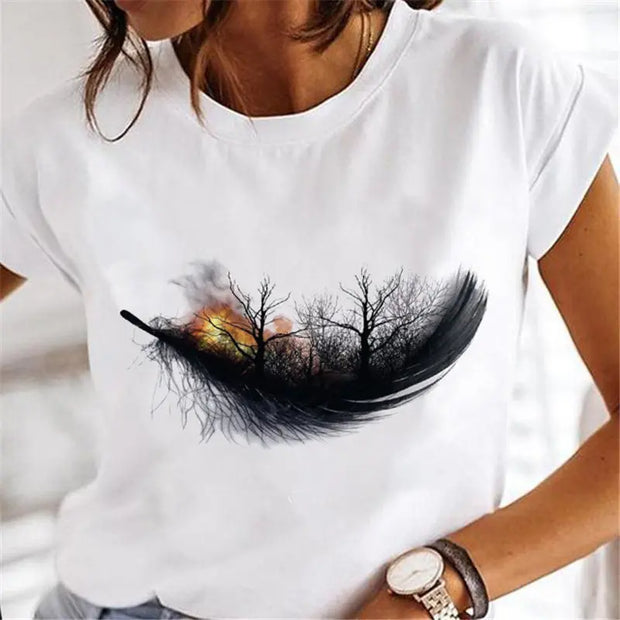 Women Dandelion T-shirts Fashion Clothing Cartoon Clothes Wa null