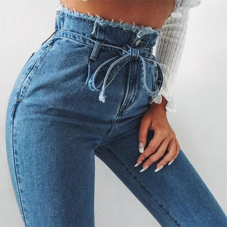 High-waisted Washed Pencil Pants Spring Sexy Temperament European And American Plus Size Denim Jeans For Women null