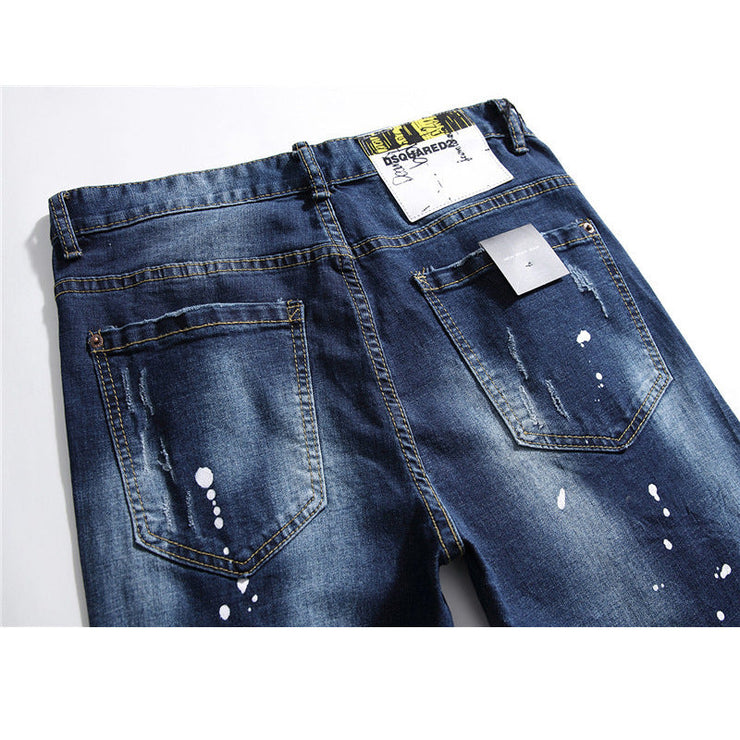 men jeans famous D2 Men slim jeans pants mens denim trousers zipper blue hole Pencil Pants null